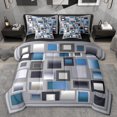 thumbnail image 1 of Homewish Patchwork Geometric Checkered 7-Piece Twin Bedding Sets,Classic Grid Bedding Comforter Set,Gray Blue Sheet Sets For Men Women,Super Cozy Room Decor Reversible, 1 of 8
