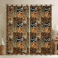 thumbnail image 1 of Homewish Patchwork Geometric Checkered Curtains Pack of 2 (42x84 Each),Brown Leopard Cheetah Print Curtains Blackout,Country Farmhouse Lodge Bedroom Curtains For Adults,Super Cozy Room Decor, 1 of 6