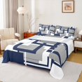 thumbnail image 1 of Homewish Patchwork Square Queen Sheets,Geometric Abstract Queen Sheet Sets,Navy Gray,4-Piece,1 Flat Sheet, 1 Fitted Sheet and 2 Pillowcases, 1 of 6