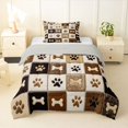 thumbnail image 1 of Homewish Paw Bone Plaid Twin Comforter Sets,Retro Pet Dog Theme Bedding Set,Brown,Light Gray Reversible,2pcs,1 Comforter and 1 Pillowcase, 1 of 7