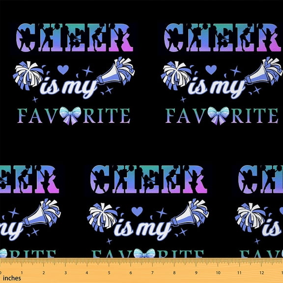 Homewish Peace Love Cheer Fabric by the Yard 1 Yard for Girls, Cheerleading Room Decor Fabric by the Yard, Dreamy Purple Galaxy Cloud Sewing Fabric, Luxury Bedroom Decor