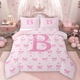 thumbnail image 1 of Homewish Personalized Initial B 3 Pieces Queen Comforter Set for Kids Children Teens,Dreamy Princess Ultra Soft Bedding Sets,Cute Ribbon Bowknot Bedding Comforter Set Breathable,Luxury Bedroom Decor, 1 of 8