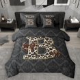 thumbnail image 1 of Homewish Personalized Initial Bow Knot B 7-Piece Twin Bedding Sets for Boys Girls,Gothic Boho Damask Bedding Comforter Set,Leopard Print Breathable Sheet Sets,Lightweight Room Decor,Reversible, 1 of 8