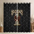 thumbnail image 1 of Homewish 2-Pack (42x84) Initial T Blackout Curtains - Gothic Boho Damask Leopard Print, 1 of 6