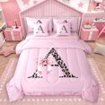 thumbnail image 1 of Homewish Personalized Initial Letter A 7-Piece Twin Bedding Sets for Kids Children Girls,Leopard Print Bedding Comforter Set,Dreamy Princess Bow Breathable Sheet Sets,Luxury Bedroom Decor,Reversible, 1 of 8
