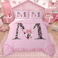 thumbnail image 1 of Homewish Personalized Initial Letter M 2pcs Bedding Comforter Set for Kids Children Girls,Leopard Print Twin Comforter Sets,Dreamy Princess Bow Breathable Bedding Set,Luxury Bedroom Decor,Reversible, 1 of 8
