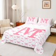 thumbnail image 1 of Homewish Personalized Initial Letter M 4-Piece Full Size Sheets for Kids Children Girls,Love Heart Print Bed Sheets,Dreamy Princess Bow Lightweight Sheet Sets,Luxury Bedroom Decor, 1 of 7