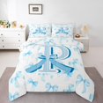 thumbnail image 1 of Homewish Personalized Initial P 3 Pieces Queen Comforter Set For Teens Boys Girls,Dreamy Princess Ultra Soft Bedding Sets,Cute Ribbon Bow Bedding Comforter Set,Microfiber Bedroom Decor,Reversible, 1 of 8