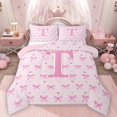 thumbnail image 1 of Homewish Personalized Initial T Bedding Comforter Set 2pcs for Kids Children Teens,Dreamy Princess Twin Comforter Sets Microfiber,Cute Ribbon Bowknot Breathable Bedding Set,Luxury Bedroom Decor, 1 of 8