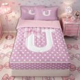 thumbnail image 1 of Homewish Personalized Initial U Zipper Twin Comforter Sets with Fitted Sheet and 2 Pillowcases for Girls, Pink Bowtie Polka Dots Zipper Bedding Set,4-Piece, Pink Reversible, 1 of 6