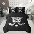 thumbnail image 1 of Homewish Personalized Initial W Bedding Comforter Set 7pcs for Kids Boys Girls, Ice Hockey Sport Queen Bedding Sets, Black and Gray Queen Sheet Sets, Luxury Bedroom Decor, 1 of 8