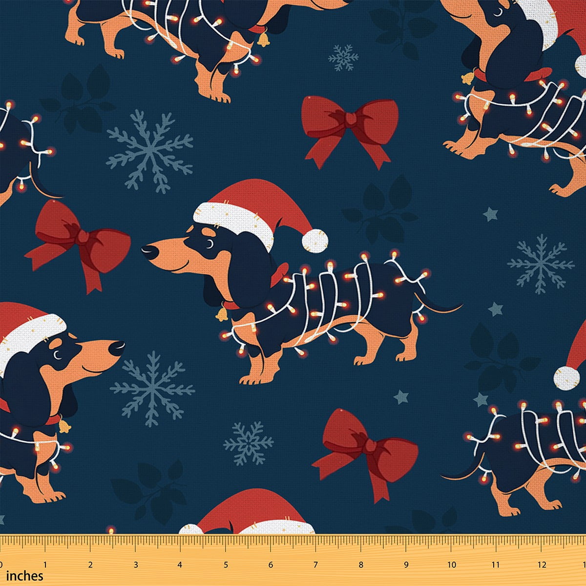 Homewish Pet Animal Dogs Fabric by the Yard 3 Yard,Kawaii Dachshund Sewing Fabric,Red Kawaii Bowtie Ribbon Room Decor Fabric by the Yard For Boys Girls,Lightweight Room Decor