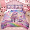 thumbnail image 1 of Homewish Pet Cat Kitten Queen Comforter Set,Bohemain Print Bedding Sets,Colorful Rainbow Pattern Bedding Comforter Set For Girl,Microfiber Bedroom Decor Reversible,3 Pieces, 1 of 8