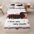 thumbnail image 1 of Homewish Pet Dachshund Zipper Twin Comforter Sets with Fitted Sheet and 2 Pillowcases,Valentine Dog Zipper Bedding Set,I Love You Very Much Print Decor,Polkadot Reversible,4pcs, 1 of 8
