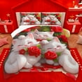 thumbnail image 1 of Homewish Pet Kitten Full Size Comforter Sets,Cute White Cat Bedding Comforter Set,Romantic Red Rose Bedding Sets For Girls,Super Cozy Room Decor Reversible,3 Pieces, 1 of 8