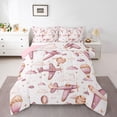 thumbnail image 1 of Homewish Pink Airplane Bedding Comforter Set,Cartoon Aircraft Twin Comforter Sets,Vintage Hot Air Balloon Bedding Set For Girl Kids,Microfiber Bedroom Decor Reversible,2-Piece, 1 of 8
