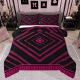 thumbnail image 1 of Homewish Pink Aztec Adult Queen Comforter Set, Chic Rectangle Abstract Bedding Sets, Mid Century Old Fashion Reversible Bedding Comforter Set, Ultra Soft Bedroom Decor, 3pcs, 1 of 8