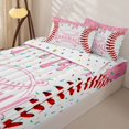 thumbnail image 1 of Homewish Pink Baseball Kids Zipper Full Size Comforter Sets with Fitted Sheet and 2 Pillowcases, Ice Cream Drip Zipper Bedding Set, Polka Dots Reversible, 4pcs, 1 of 6
