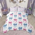 thumbnail image 1 of Homewish Pink Blue Bow Queen Comforter Set for Kids Girls, Kawaii Daisy Floral Bedding Sets, Watercolor Bowknot Bedding Comforter Set, Super Cozy Room Decor, 1 of 8