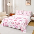 thumbnail image 1 of Homewish Pink Bow Rainbow 3pcs Twin Sheet Sets For Preppy Boys Girls,Dreamy Princess Twin Fitted Sheet,Love Heart Stars Print Breathable Flat Sheet,Ultra Soft Home Decor, 1 of 7