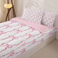 thumbnail image 1 of Homewish Pink Bow Ribbon Zipper Twin Comforter Sets with Fitted Sheet and 2 Pillowcases, Cute Princess Style Zipper Bedding Set, Pink Reversible, 4-Piece, 1 of 6
