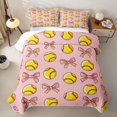 thumbnail image 1 of Homewish Pink Bow Softball Quilt King, Cute Sport King Coverlet Set for Girls and Boys, 3 Pieces, 1 Comforter and 2 Pillowcases, 1 of 7