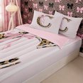 thumbnail image 1 of Homewish Pink Bow Tie Personalized C Initial Zipper Full Size Comforter Sets with Fitted Sheet and 2 Pillowcases for Teens Girls,Vintage Cheetah Print Zipper Bedding Set,4pcs,Pink Reversible, 1 of 6