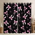 thumbnail image 1 of Homewish Pink Bowknot Bowtie Blackout Curtains Set of 2 (52x84 Each) for Girls, Princess Bow Knot Window Curtains, Black Pink Curtains and Drapes, Luxury Room Decor, 1 of 6