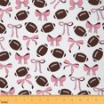 thumbnail image 1 of Homewish Pink Bowknot Ribbon Fabric by the Yard 1 Yard,Rugby Sport Theme Home Decor Fabric by the Yard,Ball Games Lover Theme Sewing Fabric For Boys Girls,Luxury Bedroom Decor, 1 of 6