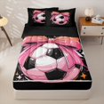thumbnail image 1 of Homewish Pink Bowknot Zipper Full Size Comforter Sets with Fitted Sheet and 2 Pillowcases For Girls,Football Games Zipper Bedding Set For Kids,Black Reversible,4-Piece, 1 of 7