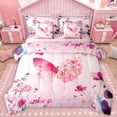 thumbnail image 1 of Homewish Pink Butterfly 7-Piece Bedding Comforter Set,Rustic Flower Floral King Bedding Sets,Ink Paingting Aesthetic Bed Sheets For Girls,Ultra Soft Home Decor Reversible, 1 of 8