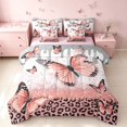 thumbnail image 1 of Homewish Pink Butterfly Twin Bedding for Girls, Glitter Leopard Print Bedding Comforter Set, Pink Reversible, 7-Piece, 1 of 7