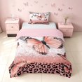 thumbnail image 1 of Homewish Pink Butterfly Twin Duvet Cover for Girls, Glitter Leopard Print Twin Bedding, Pink Reversible, 2 Piece 1 Duvet Cover and 1 Pillowcase, 1 of 5