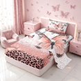 thumbnail image 1 of Homewish Pink Butterfly Twin Sheets for Girls, Glitter Leopard Print Bedding, 3-Piece (1 Flat Sheet, 1 Fitted Sheet and 1 Pillowcase), 1 of 6