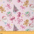 thumbnail image 1 of Homewish Pink Cartoon Christmas Fabric by the Yard 1 Yard, Xmas Tree Gifts Room Decor Fabric by the Yard, Teens Girls Kids Sewing Fabric, Microfiber Bedroom Decor, 1 of 6