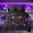 thumbnail image 1 of Homewish Pink Cartoon Gamepad Bedding Comforter Set 7pcs for Kids, Neon Square Rectangle King Bedding Sets, Game Console Theme Reversible Bed Sheets, Luxury Bedroom Decor, 1 of 7