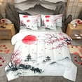 thumbnail image 1 of Homewish Pink Cherry Blossom 7pcs Bedding Comforter Set,Japanese Sakura Queen Bedding Sets,Orange Sunset Queen Sheet Sets For Kids,Microfiber Bedroom Decor Reversible, 1 of 8