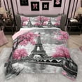 thumbnail image 1 of Homewish Pink Cherry Blossom Bedding Comforter Set,Paris Eiffel Tower Twin Comforter Sets,Chhic Classic Architecture Bedding Set For Adults,Super Cozy Room Decor Reversible,2-Piece, 1 of 8
