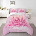 thumbnail image 1 of Homewish Pink Christmas Tree Full Size Comforter Sets,Merry Xmas Bedding Comforter Set,Oil Painting Bedding Sets For Girl Kids,Super Cozy Room Decor Reversible,3pcs, 1 of 8