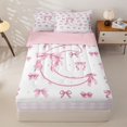 thumbnail image 1 of Homewish Pink Coquette Bowknot Girls Zipper Full Size Comforter Sets with Fitted Sheet and 2 Pillowcases,Letter C Monogrammed Zipper Bedding Set For Kids,Pink Reversible,4 Pieces, 1 of 7