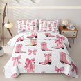 thumbnail image 1 of Homewish Pink Cowgirl Boots Quilt King,Cute Bowtie King Coverlet Set,White,3pcs, 1 of 7