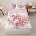 thumbnail image 1 of Homewish Pink Cute Axolotl Zipper Full Size Comforter Sets with Fitted Sheet and 2 Pillowcases,Rustic Flowers Blossom Zipper Bedding Set For Girl Kids,Reversible,4 Pieces, 1 of 7