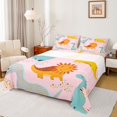 thumbnail image 1 of Homewish Pink Dinosaur Animal Twin Sheet Sets, Cute Cartoon Polkadots Twin Fitted Sheet, Teens Kids Boys Girls Flat Sheet, Microfiber Bedroom Decor, 3pcs, 1 of 7