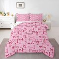 thumbnail image 1 of Homewish Pink Dog Paw Bone Full Size Comforter Sets,Pet Lover Bedding Comforter Set,Polkadot Reversible,3-Piece,1 Comforter and 2 Pillowcases, 1 of 7