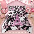 thumbnail image 1 of Homewish Pink Eiffel Tower Bedding Comforter Set for Girls, Fashion Leopard Cheetah Print Twin Comforter Sets, Anniversary Reversible Bedding Set, Luxury Bedroom Decor, 2pcs, 1 of 8