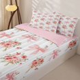thumbnail image 1 of Homewish Pink Flower Bow Zipper Full Size Comforter Sets with Fitted Sheet and 2 Pillowcases for Girls, Spring Groovy Floral Zipper Bedding Set, Pink Reversible, 4-Piece, 1 of 6