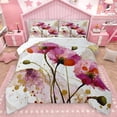 thumbnail image 1 of Homewish Pink Flower Floral Full Size Comforter Sets for Women, Fashion Marble Artwork Bedding Comforter Set, Splash Watercolor Reversible Bedding Sets, Ultra Soft Bedroom Decor, 3pcs, 1 of 8