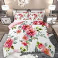 thumbnail image 1 of Homewish Pink Flowers 3 Pieces Queen Comforter Set For Kids Teens Adults,Chic Floral Blossoms Ultra Soft Bedding Sets,Watercolor Botanical Plants Bedding Comforter Set, 1 of 9