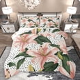 thumbnail image 1 of Homewish Pink Flowers Lily 2pcs Bedding Comforter Set For Teens Female Girls,Spring Garden Twin Comforter Sets,Polka Dots Breathable Bedding Set,Lightweight Room Decor,Reversible, 1 of 8
