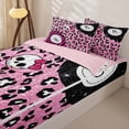 thumbnail image 1 of Homewish Pink Glitter Print Checker Zipper Full Size Comforter Sets with Fitted Sheet and 2 Pillowcases, Bow Skull Billiards Zipper Bedding Set for Women, Pink Reversible, 4-Piece, 1 of 6